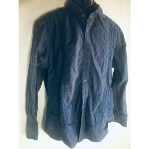 Robert Graham  LARGE Deep Blue  Embroidered Front Button Shirt Long Sleeve